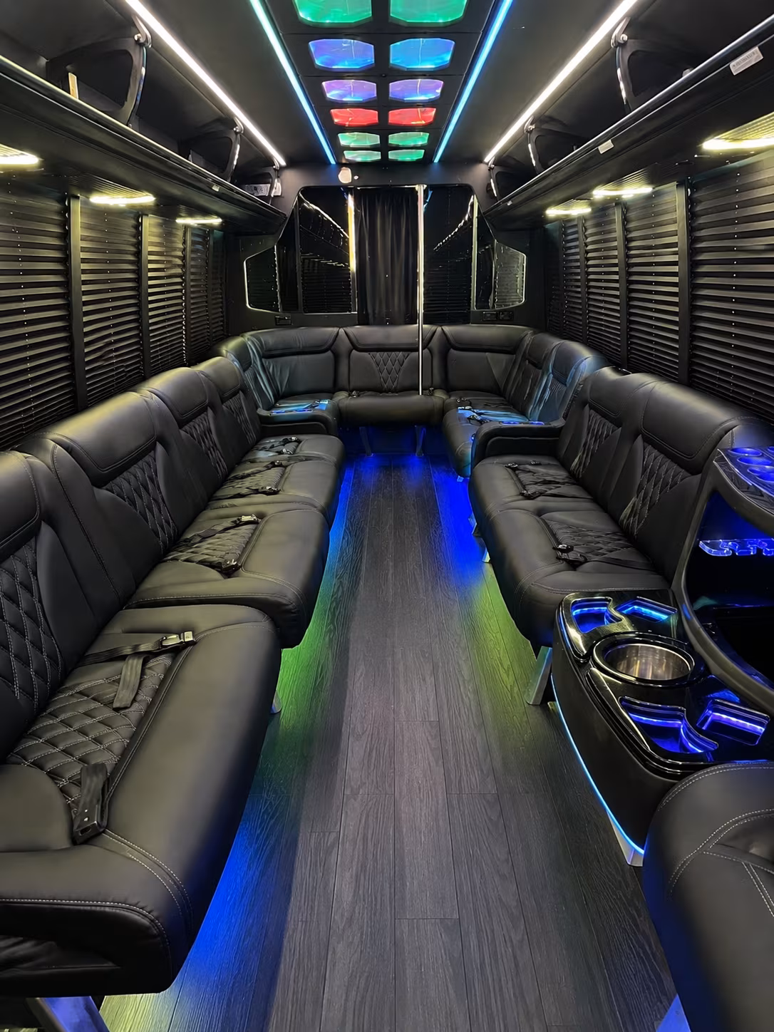 wilmington 20 passenger party bus interior